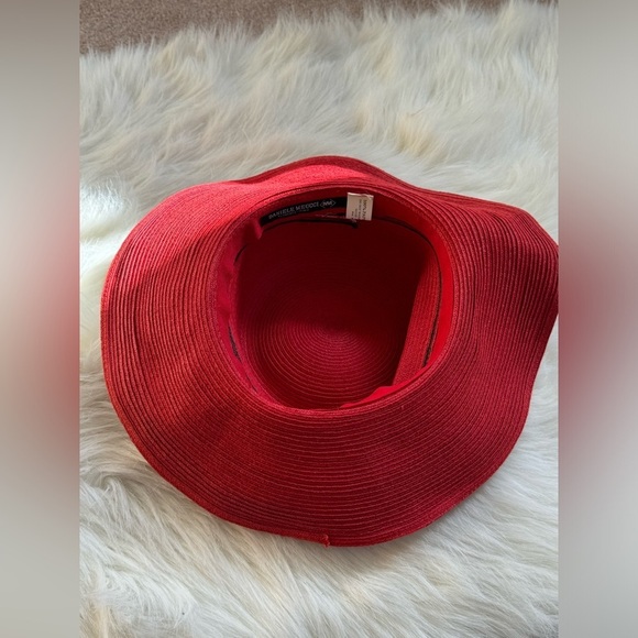 Vintage Daniele Meucci Red Stripes 100% paper straw hat Made in Italy Wide Brim